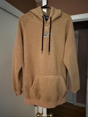 VIVA Men's Camel Sherpa Crewneck Hoodie